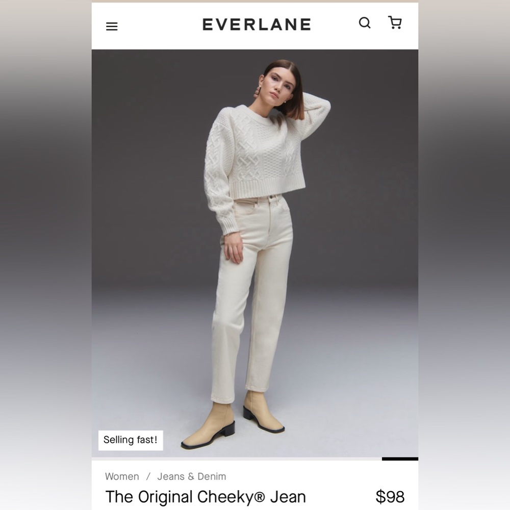 Everlane Original Cheeky Jean Ecru Size 24